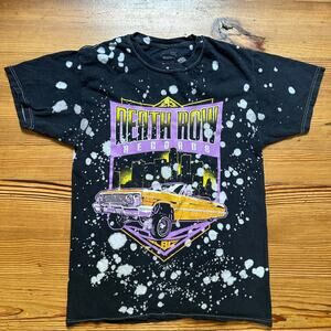 Death Row Records black splatter bleach retro car short sleeve shirt SIZE S